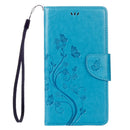 For LG V20 Butterflies Love Flowers Embossing Horizontal Flip Leather Case with Holder & Card Slots & Wallet & Lanyard(Blue)