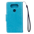 For LG V20 Butterflies Love Flowers Embossing Horizontal Flip Leather Case with Holder & Card Slots & Wallet & Lanyard(Blue)
