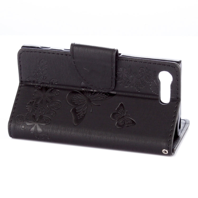 For Sony Xperia X Compact Butterflies Embossing Horizontal Flip Leather Case with Holder & Card Slots & Wallet & Lanyard(Black)