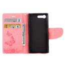 For Sony Xperia X Compact Butterflies Embossing Horizontal Flip Leather Case with Holder & Card Slots & Wallet & Lanyard(Pink)