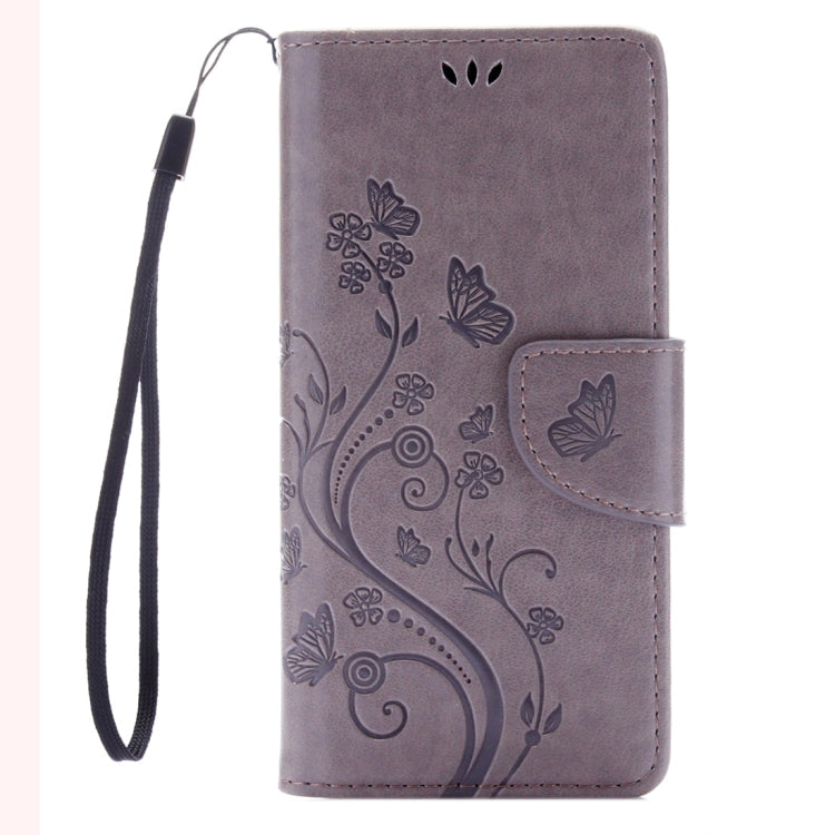 For Sony Xperia XA Butterflies Embossing Horizontal Flip Leather Case with Holder & Card Slots & Wallet & Lanyard(Grey)