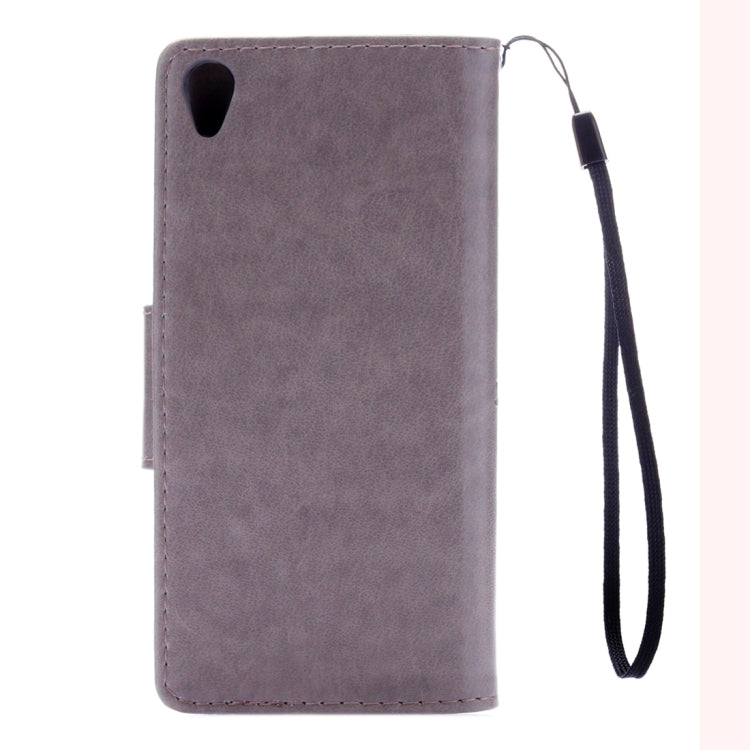For Sony Xperia XA Butterflies Embossing Horizontal Flip Leather Case with Holder & Card Slots & Wallet & Lanyard(Grey)