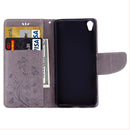 For Sony Xperia XA Butterflies Embossing Horizontal Flip Leather Case with Holder & Card Slots & Wallet & Lanyard(Grey)