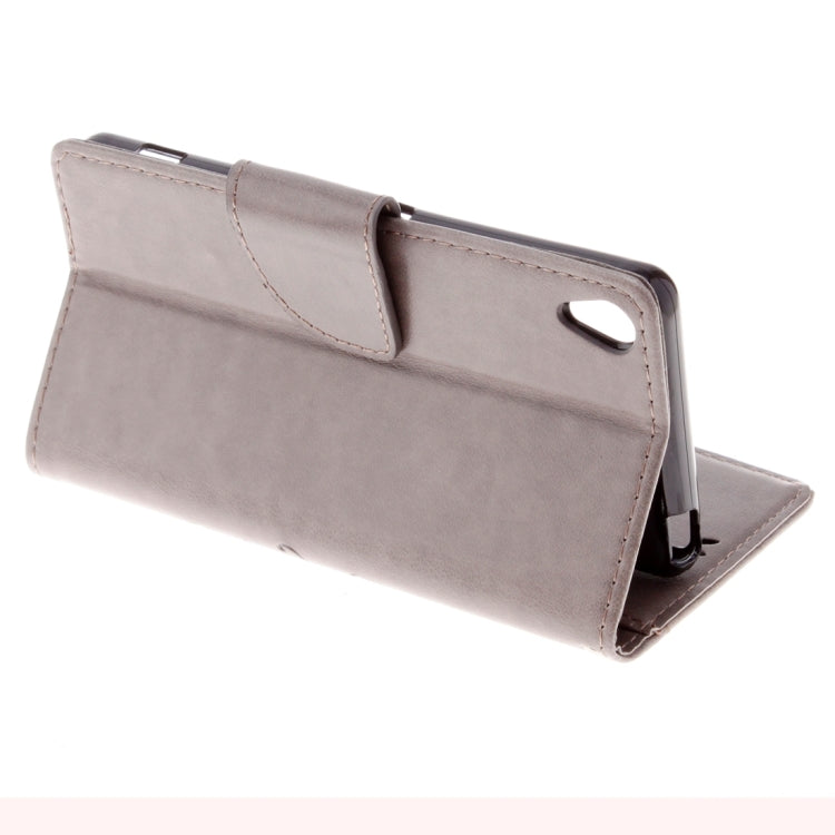 For Sony Xperia XA Butterflies Embossing Horizontal Flip Leather Case with Holder & Card Slots & Wallet & Lanyard(Grey)