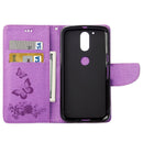 For Motorola Moto G (4rd gen) Plus Pressed Flowers Butterfly Pattern Leather Case with Holder & Card Slots & Wallet(Purple)