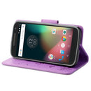 For Motorola Moto G (4rd gen) Plus Pressed Flowers Butterfly Pattern Leather Case with Holder & Card Slots & Wallet(Purple)