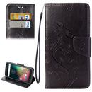 For Motorola Moto G (4rd gen) Plus Pressed Flowers Leather Case with Holder & Card Slots & Wallet(Black)