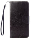 For Motorola Moto G (4rd gen) Plus Pressed Flowers Leather Case with Holder & Card Slots & Wallet(Black)