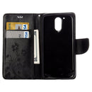 For Motorola Moto G (4rd gen) Plus Pressed Flowers Leather Case with Holder & Card Slots & Wallet(Black)