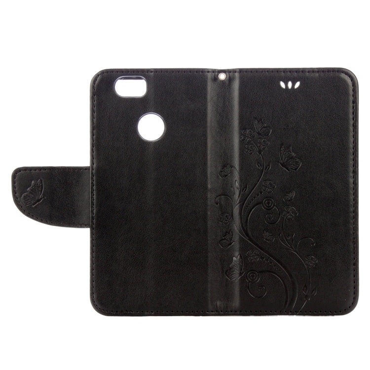 For Huawei nova Butterflies LOVE for Flowers Embossing Horizontal Flip Leather Case with Holder & Card Slots & Wallet & Lanyard(Black)