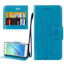 For Huawei nova Butterflies LOVE for Flowers Embossing Horizontal Flip Leather Case with Holder & Card Slots & Wallet & Lanyard(Blue)