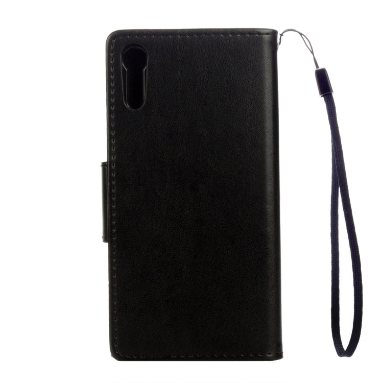 For Sony Xperia XZ Butterflies Love Flowers Embossing Horizontal Flip Leather Case with Holder & Card Slots & Wallet & Lanyard(Black)