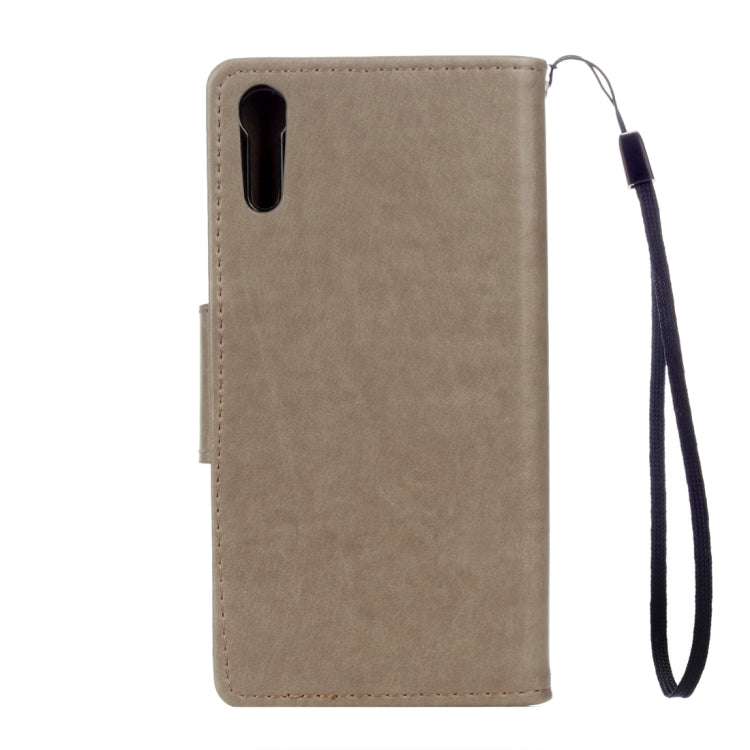 For Sony Xperia XZ Butterflies Love Flowers Embossing Horizontal Flip Leather Case with Holder & Card Slots & Wallet & Lanyard(Grey)