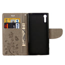 For Sony Xperia XZ Butterflies Love Flowers Embossing Horizontal Flip Leather Case with Holder & Card Slots & Wallet & Lanyard(Grey)
