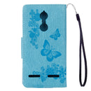 For Lenovo K6 5.0 inch Butterflies Embossing Horizontal Flip Leather Case with Holder & Card Slots & Wallet & Lanyard(Blue)