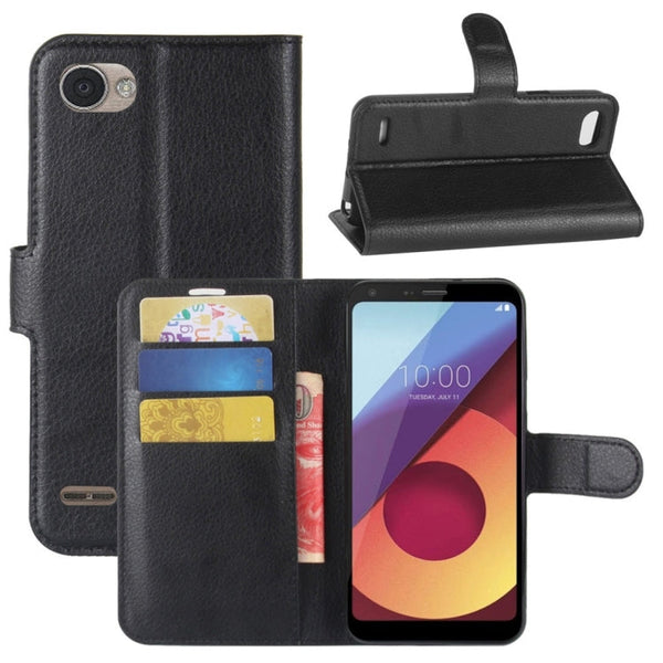 For LG Q6 Litchi Texture Horizontal Flip Leather Case with Holder & Card Slots & Wallet (Black)