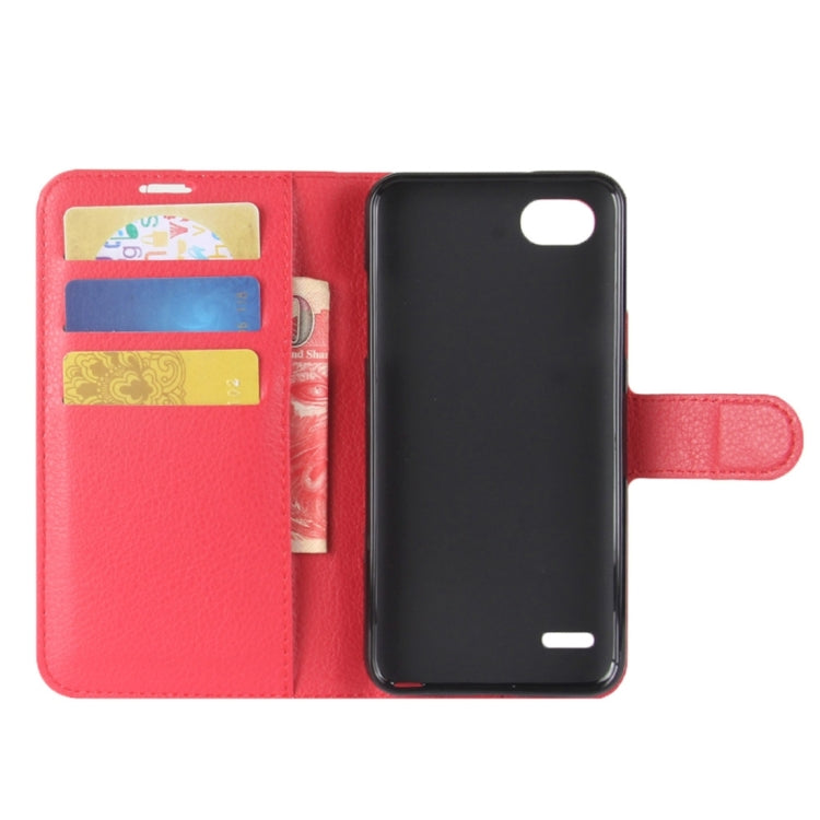 For LG Q6 Litchi Texture Horizontal Flip Leather Case with Holder & Card Slots & Wallet (Red)