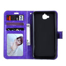 For Huawei Y6 Pro Crazy Horse Texture Horizontal Flip Leather Case with Magnetic Buckle & Holder & Card Slots & Wallet & Photo Frame(Purple)