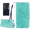 For Sony Xperia X Compact Butterflies Love Flowers Embossing Horizontal Flip Leather Case with Holder & Card Slots & Wallet & Lanyard(Green)