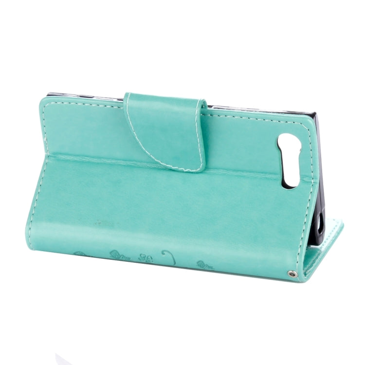 For Sony Xperia X Compact Butterflies Love Flowers Embossing Horizontal Flip Leather Case with Holder & Card Slots & Wallet & Lanyard(Green)