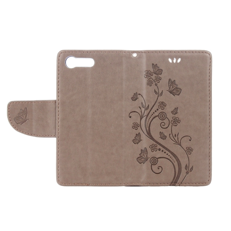 For Sony Xperia X Compact Butterflies Love Flowers Embossing Horizontal Flip Leather Case with Holder & Card Slots & Wallet & Lanyard(Light Brown)