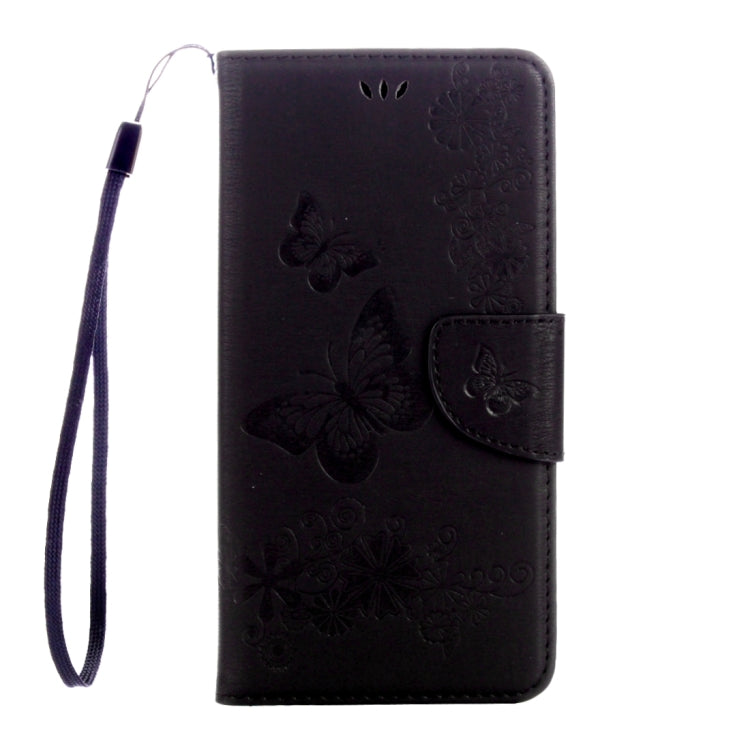 For Sony Xperia XA Ultra Butterflies Embossing Horizontal Flip Leather Case with Holder & Card Slots & Wallet & Lanyard(Black)