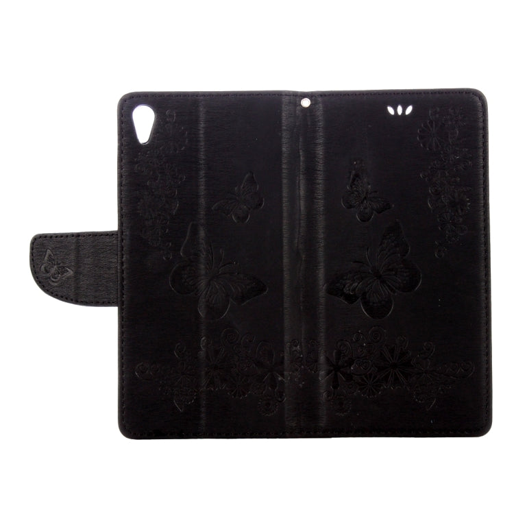 For Sony Xperia XA Ultra Butterflies Embossing Horizontal Flip Leather Case with Holder & Card Slots & Wallet & Lanyard(Black)