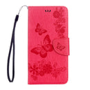 For Sony Xperia XA Ultra Butterflies Embossing Horizontal Flip Leather Case with Holder & Card Slots & Wallet & Lanyard(Magenta)