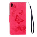 For Sony Xperia XA Ultra Butterflies Embossing Horizontal Flip Leather Case with Holder & Card Slots & Wallet & Lanyard(Magenta)