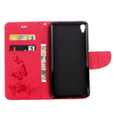 For Sony Xperia XA Ultra Butterflies Embossing Horizontal Flip Leather Case with Holder & Card Slots & Wallet & Lanyard(Magenta)
