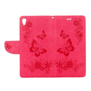 For Sony Xperia XA Ultra Butterflies Embossing Horizontal Flip Leather Case with Holder & Card Slots & Wallet & Lanyard(Magenta)