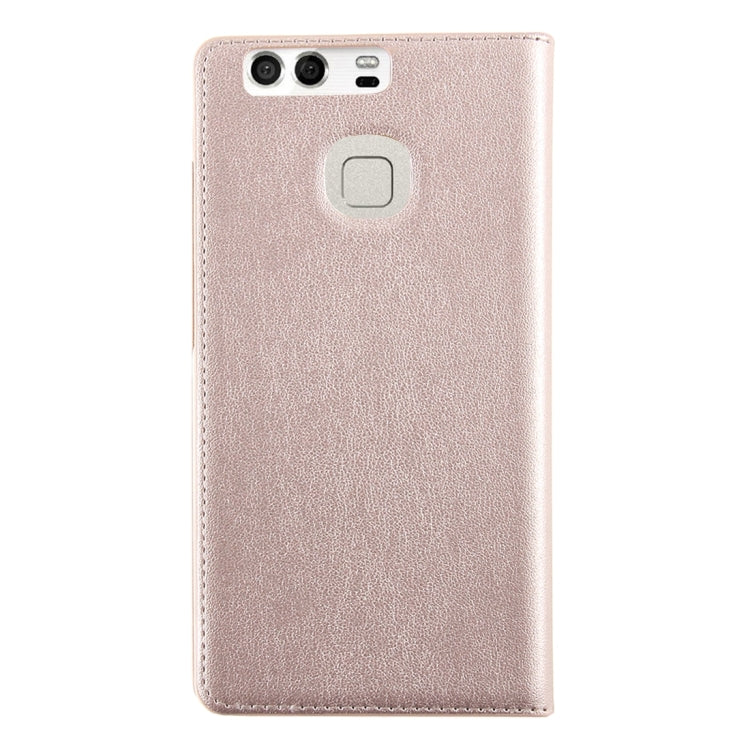 For Huawei P9 Horizontal Flip Leather Case with Touch Call Display ID & Sleep / Wake-up Function(Gold)