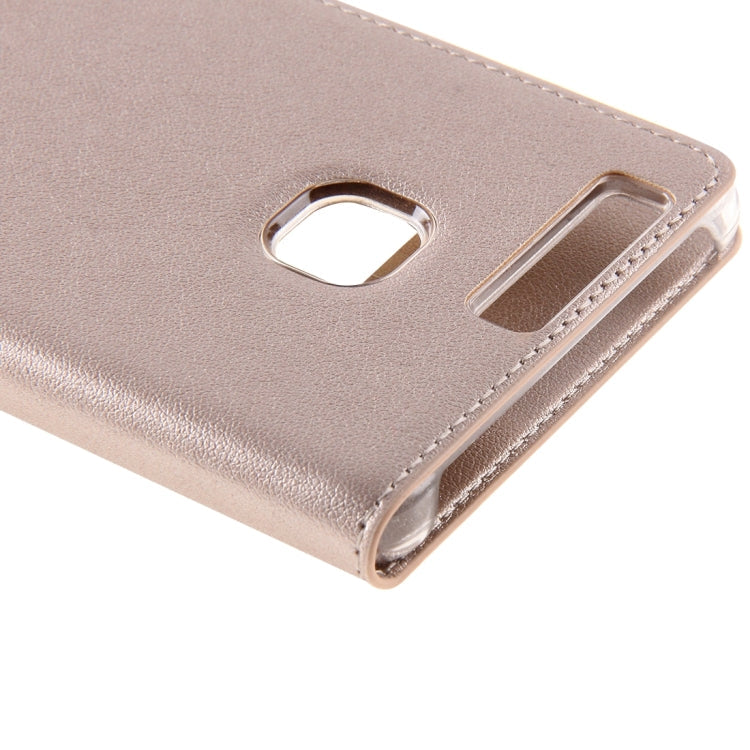 For Huawei P9 Horizontal Flip Leather Case with Touch Call Display ID & Sleep / Wake-up Function(Gold)
