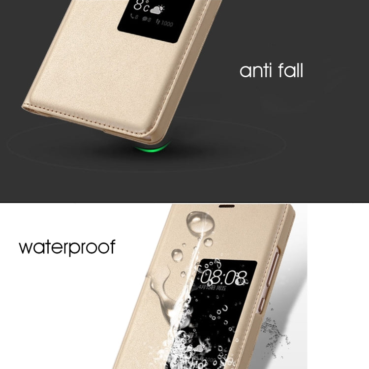 For Huawei P9 Horizontal Flip Leather Case with Touch Call Display ID & Sleep / Wake-up Function(Gold)