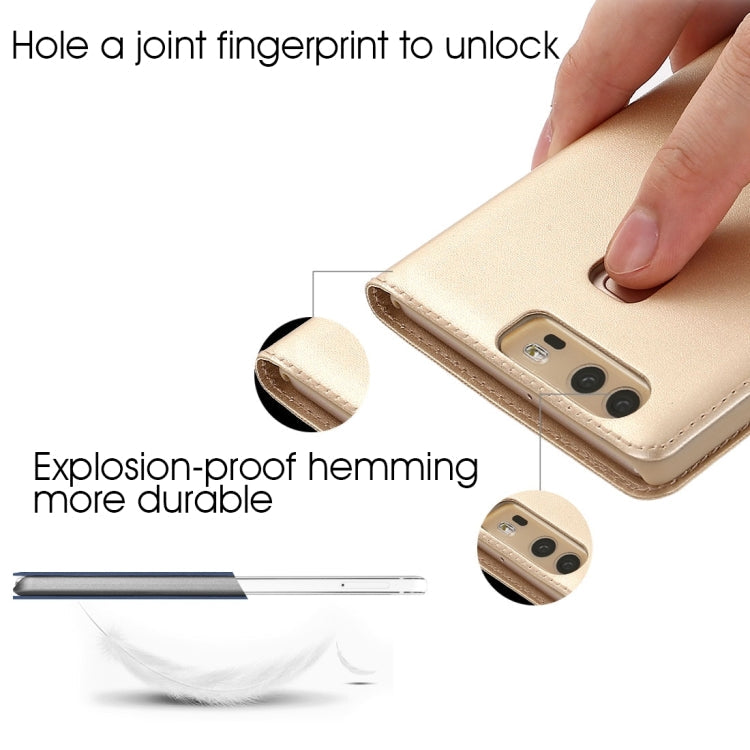 For Huawei P9 Horizontal Flip Leather Case with Touch Call Display ID & Sleep / Wake-up Function(Gold)