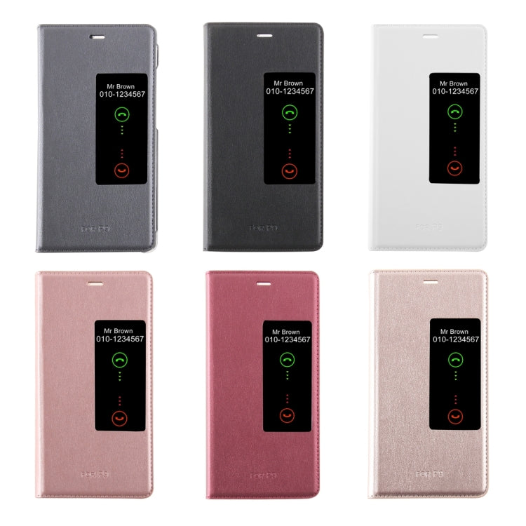 For Huawei P9 Horizontal Flip Leather Case with Touch Call Display ID & Sleep / Wake-up Function(Gold)