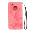 For Motorola Moto G5 Plus Pressed Flowers Butterfly Pattern Horizontal Flip Leather Case with Holder & Card Slots & Wallet(Pink)