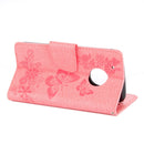 For Motorola Moto G5 Plus Pressed Flowers Butterfly Pattern Horizontal Flip Leather Case with Holder & Card Slots & Wallet(Pink)