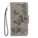 For Motorola Moto G5 Plus Pressed Flowers Butterfly Pattern Horizontal Flip Leather Case with Holder & Card Slots & Wallet(Grey)