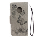 For Motorola Moto G5 Plus Pressed Flowers Butterfly Pattern Horizontal Flip Leather Case with Holder & Card Slots & Wallet(Grey)