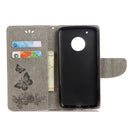 For Motorola Moto G5 Plus Pressed Flowers Butterfly Pattern Horizontal Flip Leather Case with Holder & Card Slots & Wallet(Grey)