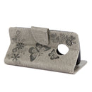 For Motorola Moto G5 Plus Pressed Flowers Butterfly Pattern Horizontal Flip Leather Case with Holder & Card Slots & Wallet(Grey)