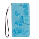 For Motorola Moto G5 Plus Pressed Flowers Butterfly Pattern Horizontal Flip Leather Case with Holder & Card Slots & Wallet(Blue)