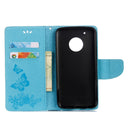 For Motorola Moto G5 Plus Pressed Flowers Butterfly Pattern Horizontal Flip Leather Case with Holder & Card Slots & Wallet(Blue)