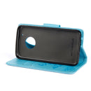 For Motorola Moto G5 Plus Pressed Flowers Butterfly Pattern Horizontal Flip Leather Case with Holder & Card Slots & Wallet(Blue)