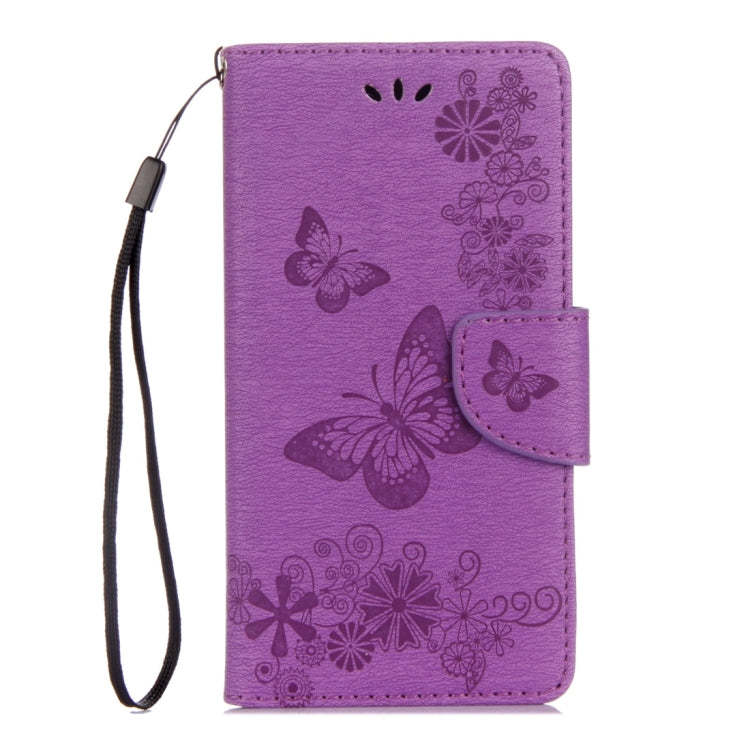 For Motorola Moto G5 Plus Pressed Flowers Butterfly Pattern Horizontal Flip Leather Case with Holder & Card Slots & Wallet(Purple)