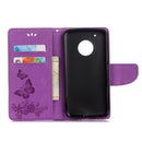 For Motorola Moto G5 Plus Pressed Flowers Butterfly Pattern Horizontal Flip Leather Case with Holder & Card Slots & Wallet(Purple)