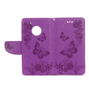 For Motorola Moto G5 Plus Pressed Flowers Butterfly Pattern Horizontal Flip Leather Case with Holder & Card Slots & Wallet(Purple)