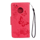 For Motorola Moto G5 Plus Pressed Flowers Butterfly Pattern Horizontal Flip Leather Case with Holder & Card Slots & Wallet(Red)