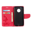 For Motorola Moto G5 Plus Pressed Flowers Butterfly Pattern Horizontal Flip Leather Case with Holder & Card Slots & Wallet(Red)